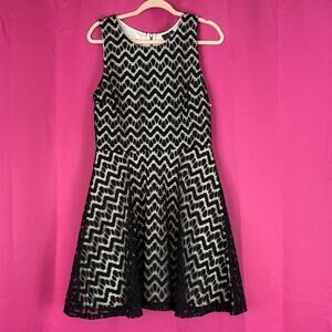 Trixxi black lace overlay fit and flare cocktail party dress, 13